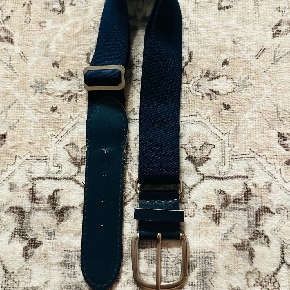 Softball. Baseball. Navy Youth Athletic Belt with Silver Buckle